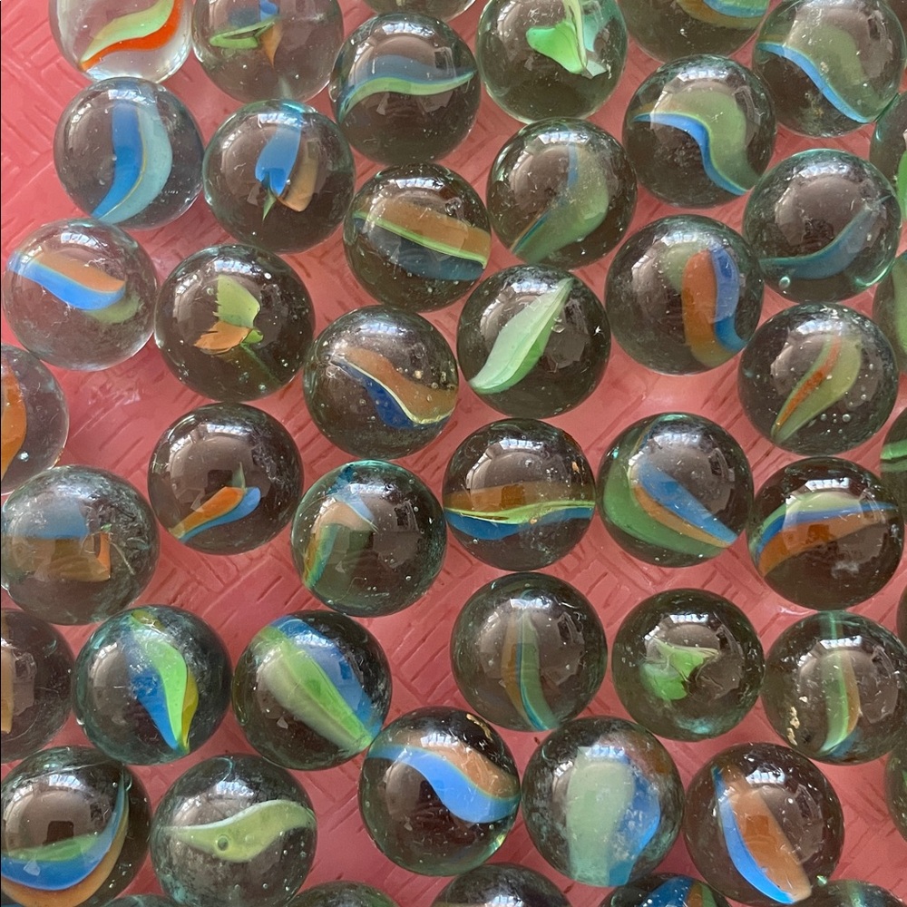 Rare Vintage Swirled Petal Style Assorted Glass Marbles 50pcs
